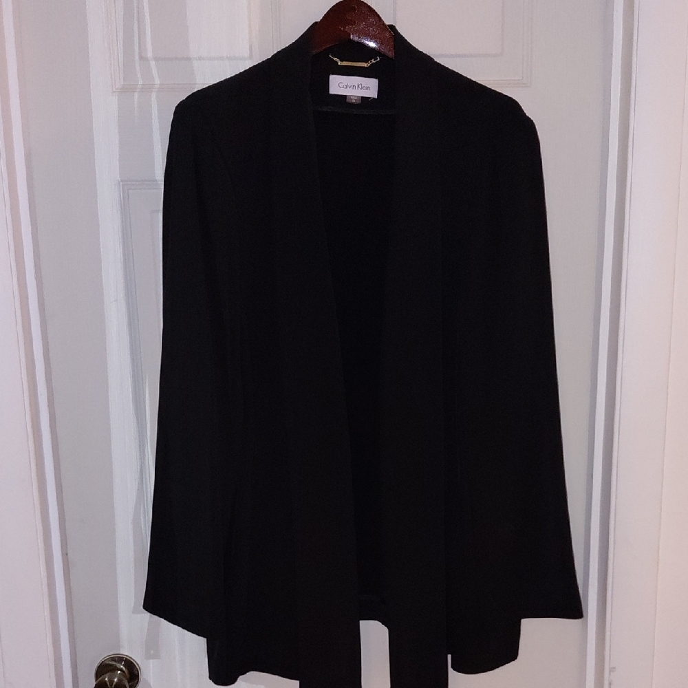 NWOT Calvin Klein Black Dress Jacket 2X Shawl Like Collar Open Front No Pockets